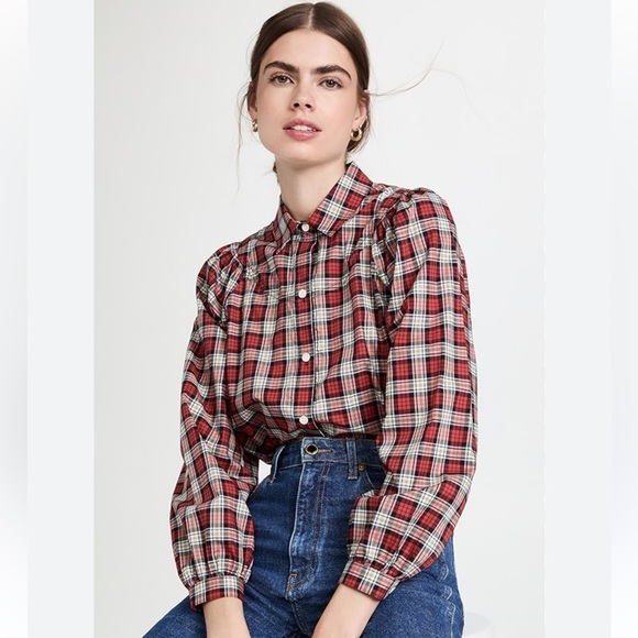 Alex Mill Janelle Blouse in Tartan Size Medium - Picture 1 of 8